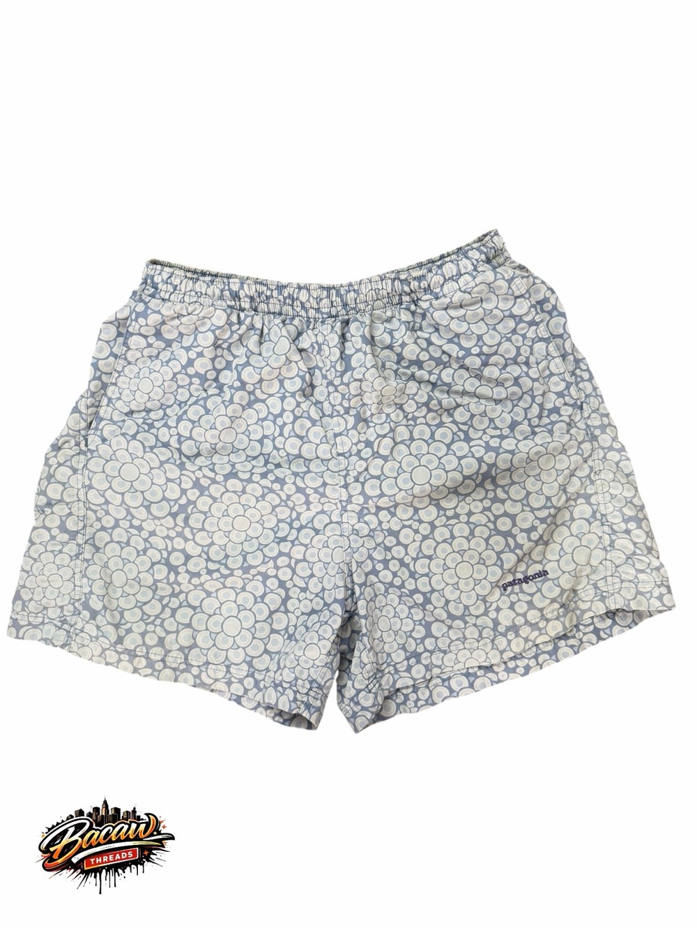 Patagonia Barely Baggies Women's Athletic Shorts M Blue/White Floral Woven Nylon
